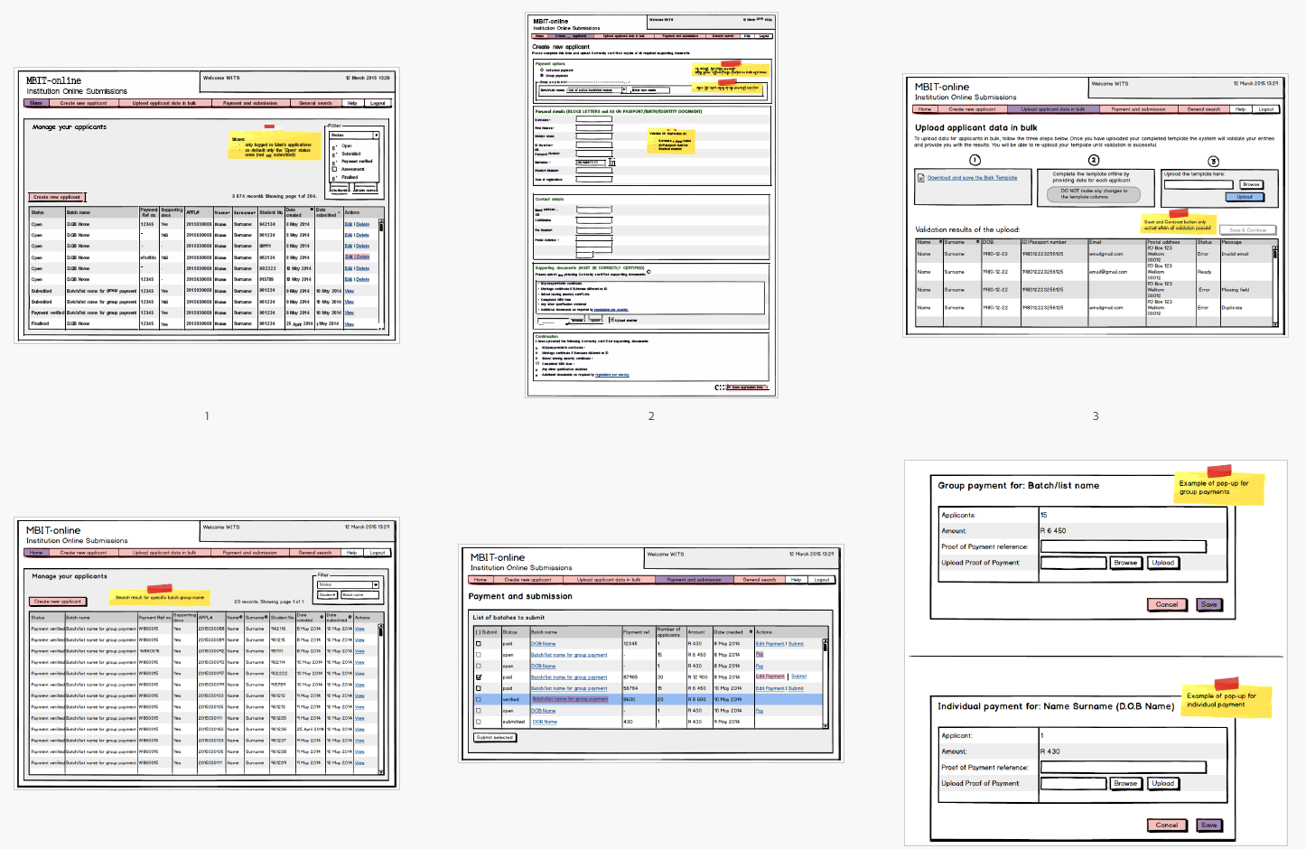 MBIT System Mock-ups